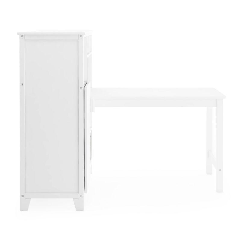 Creamy White Wooden Kids' Desk and Chair Set with Storage