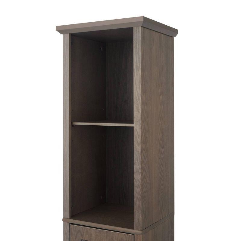 Teamson Home Russell Farmhouse Wooden Linen Tower Cabinet Salt Oak - Elegant Home Fashions