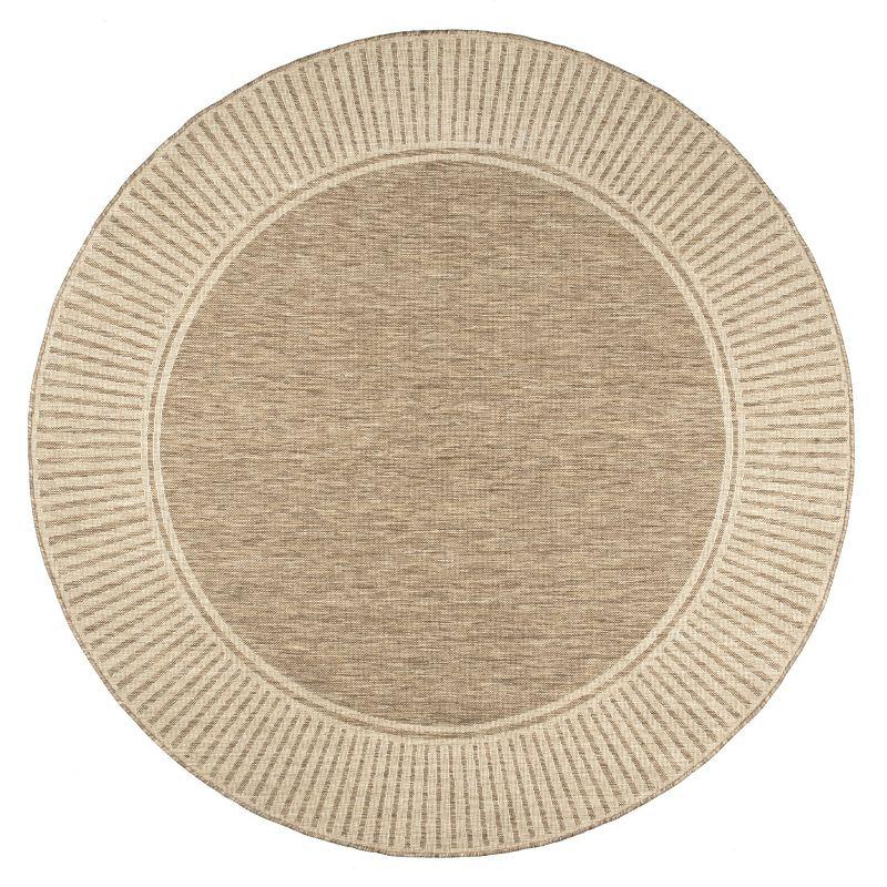 nuLOOM 7' Round Outdoor Area Rug, Stain Resistant, Weather Resistant, High Traffic, Patio, Balcony, Outside, Living Room Dining Room, Asha Light Brown