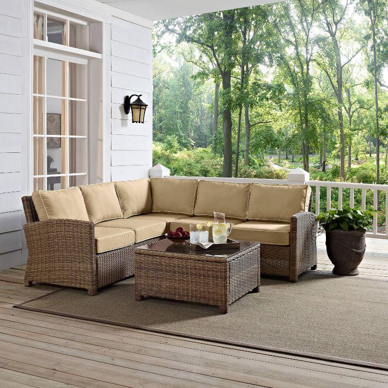 Weathered Brown 4-Piece Steel Outdoor Sectional Sofa Set