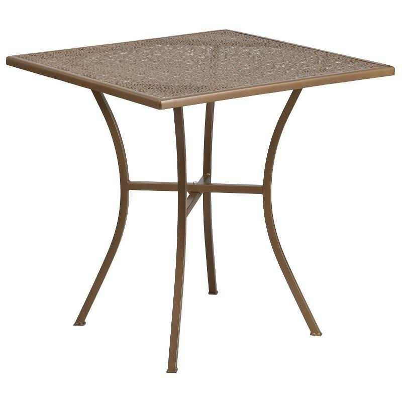Flash Furniture Oia Commercial Grade 28" Square Gold Indoor-Outdoor Steel Patio Table