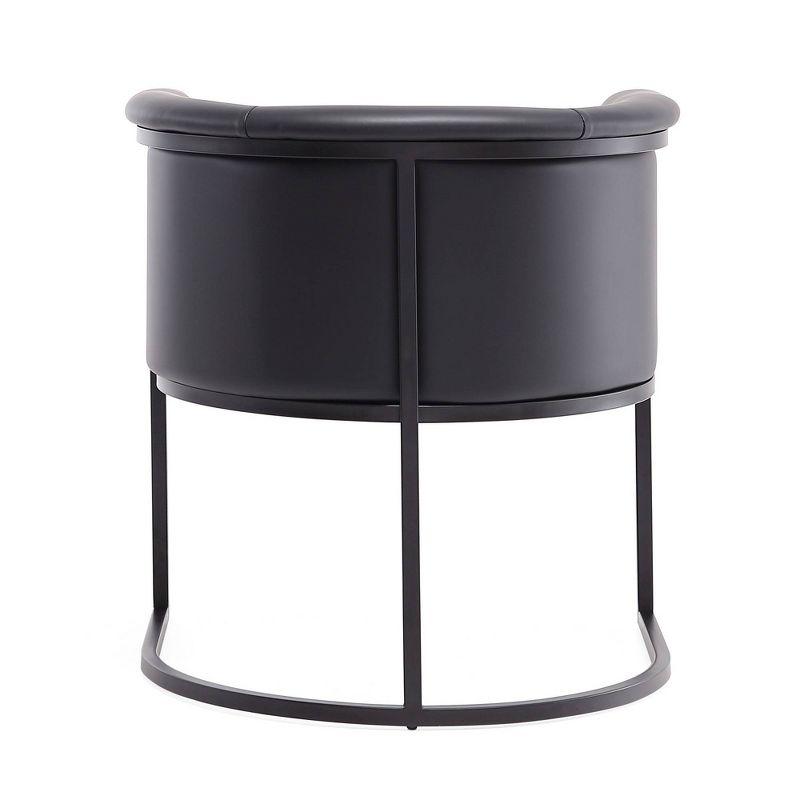 Bali Faux Leather Dining Chair Black - Manhattan Comfort: Upholstered Metal Frame, No Assembly Required, Armrests