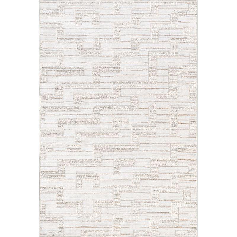 Cailin Ivory Geometric Machine Washable 3' x 5' Area Rug