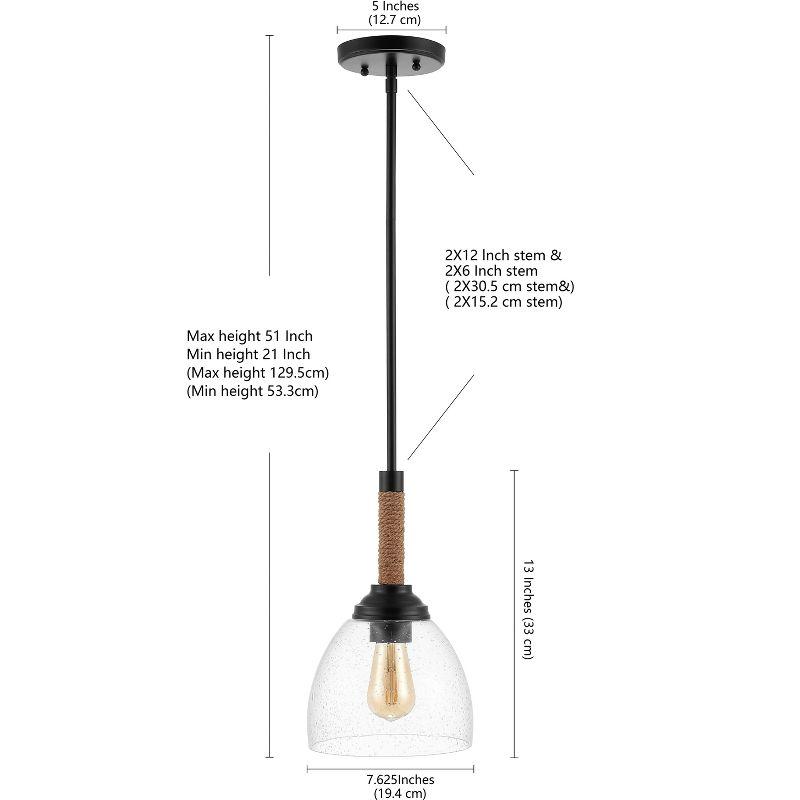 Alys 7.63" Modern Rustic Iron & Clear Glass LED Pendant - Black