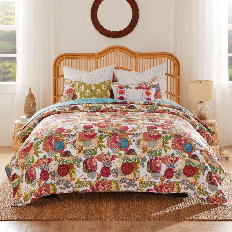 Greenland Home Fashions Jewel Boho Patchwork Print Quilt Set