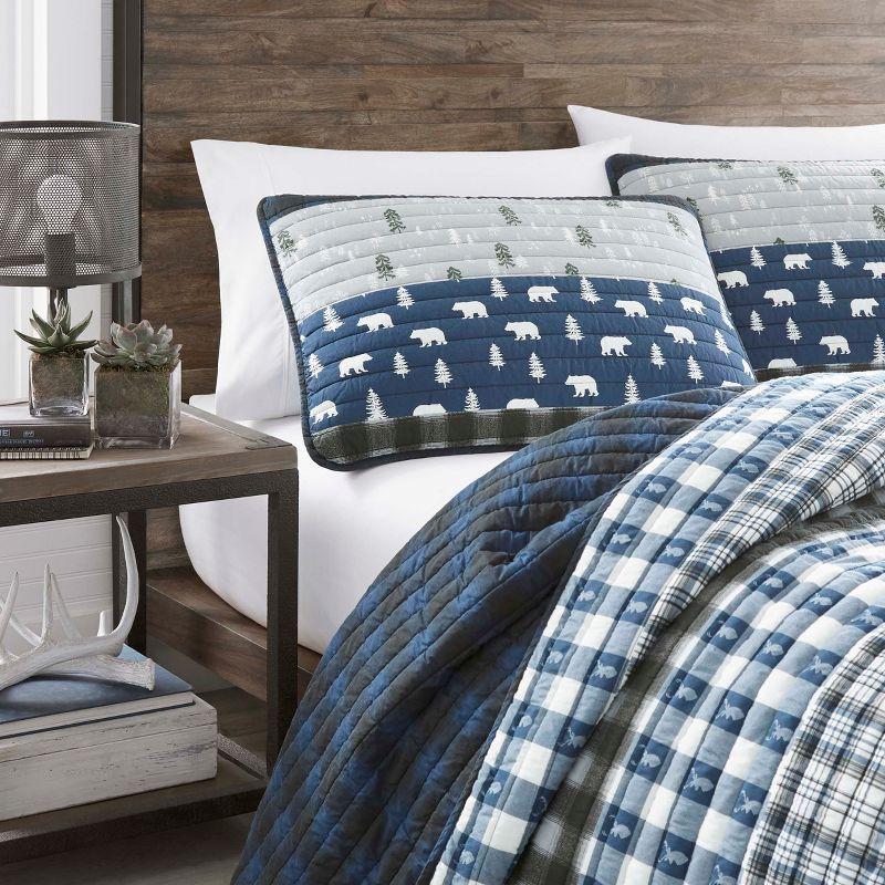 Eddie Bauer Blue Creek Plaid Cotton Reversible Quilt Set