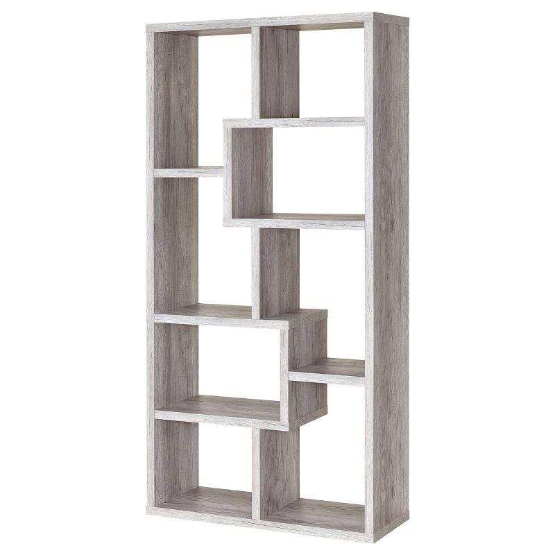 70.75" Theo 8 Shelf Bookcase Gray Driftwood - Coaster