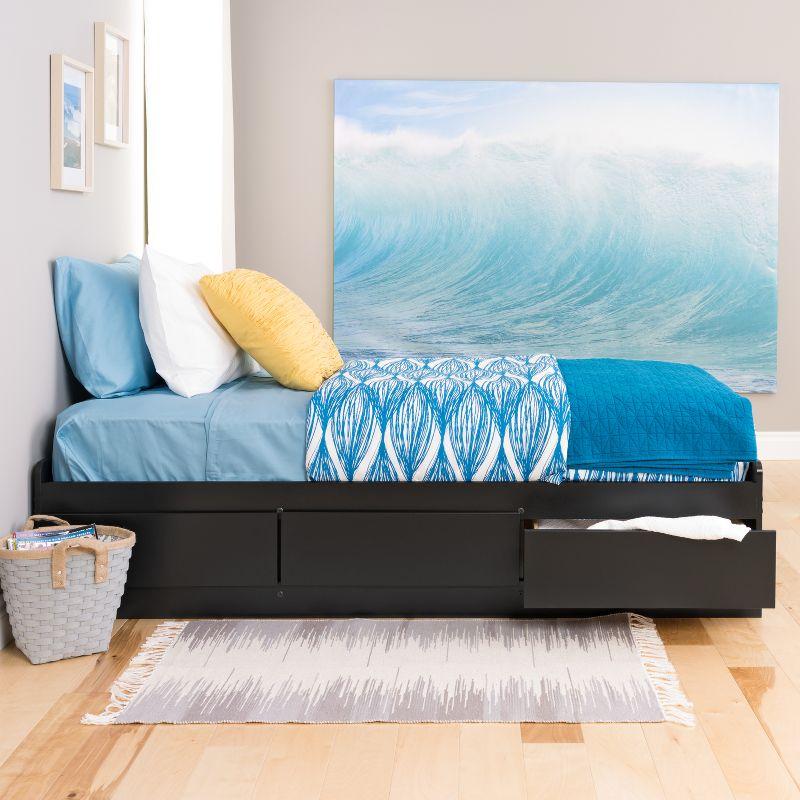 3 Drawers Mate's Twin XL Platform Storage Bed Black - Prepac: College Student Essential, No Box Spring Required