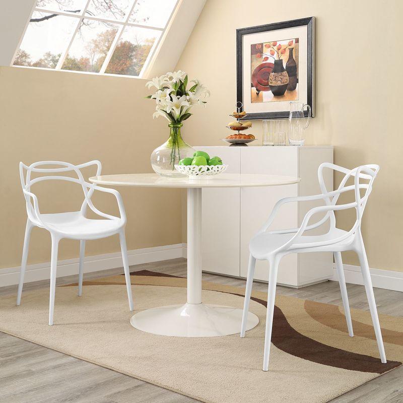 Entangled Modern White Plastic Armchair Set