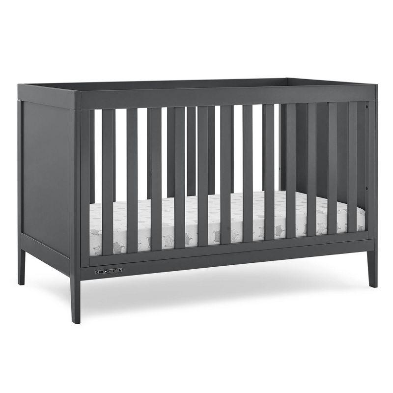 Charcoal Grey 4-in-1 Convertible Crib with Solid Panels