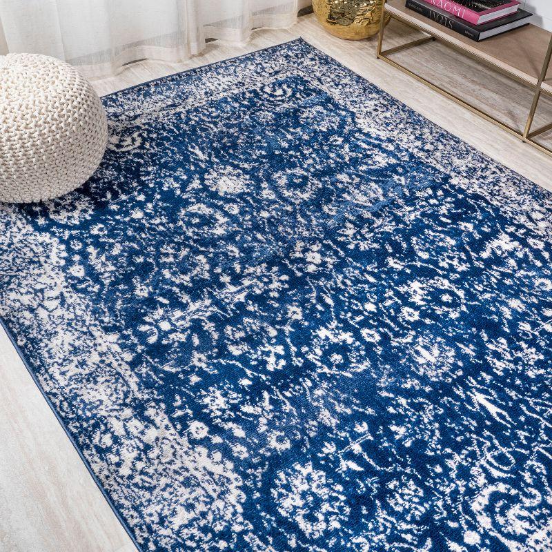 Handmade Reversible Synthetic Navy Blue 4' x 6' Area Rug