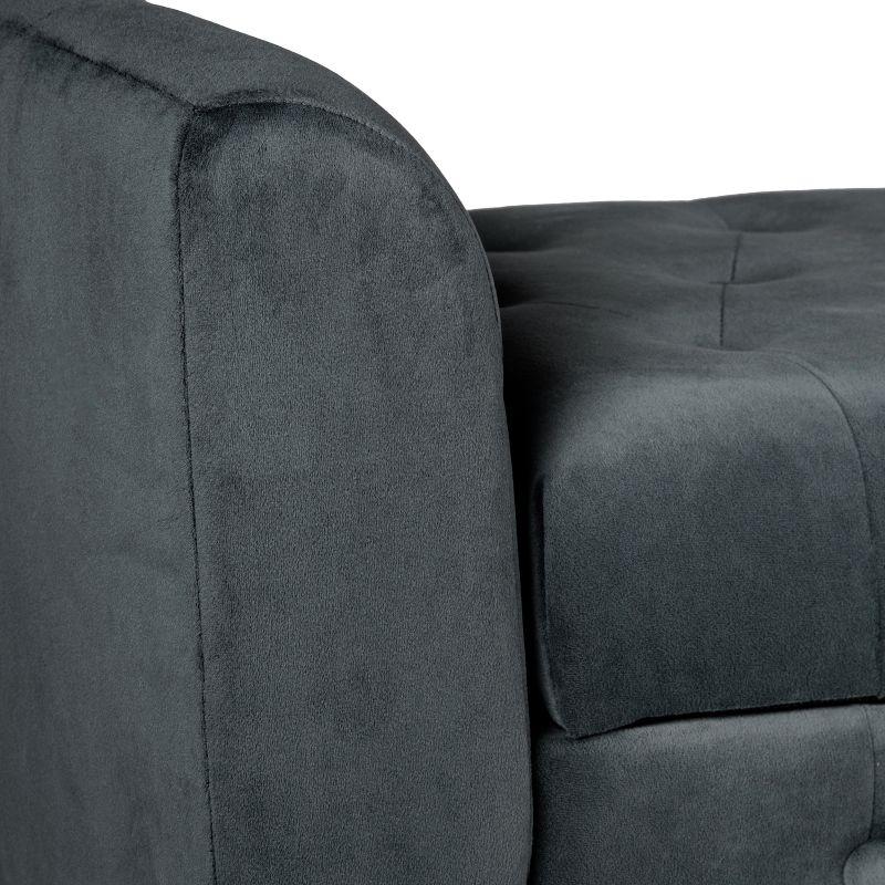 Luxurious Dark Gray Velvet Tufted Storage Settee Bench