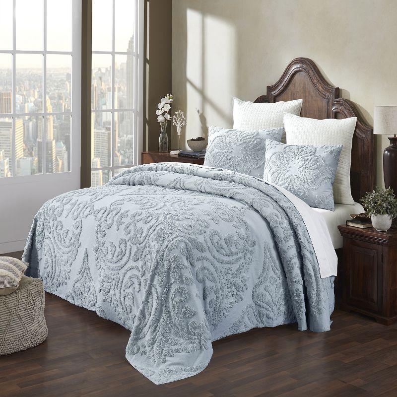 Better Trends Rylee Collection Blue Cotton Tufted Bedspread Set