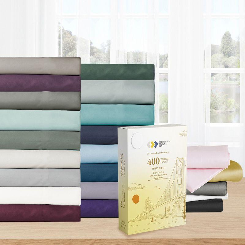 Fitted Sheet Only - 400 Thread Count 100% Cotton Sateen, Deep Pocket by California Design Den