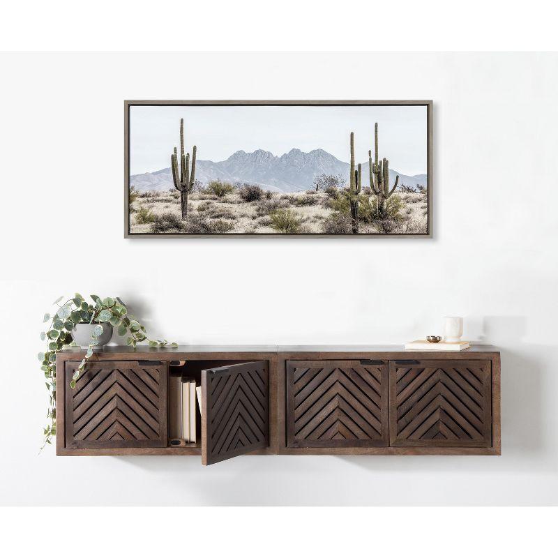 Kate and Laurel - Sylvie Tall Saguaro Cacti Desert Mountain Framed Canvas by The Creative Bunch Studio