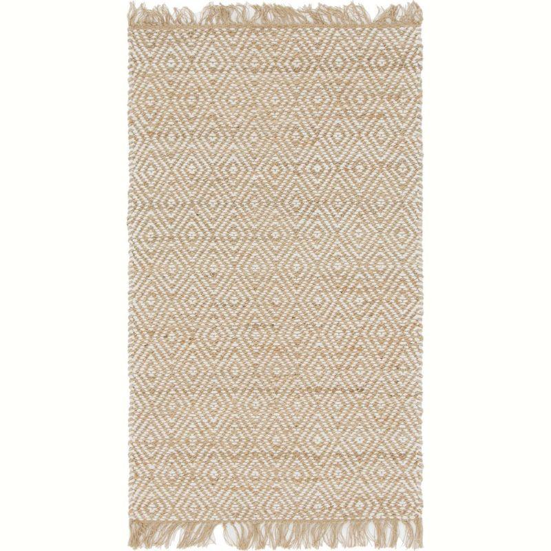 Handmade Braided Jute and Cotton 3' 3" x 5' 1" Area Rug in Natural Brown