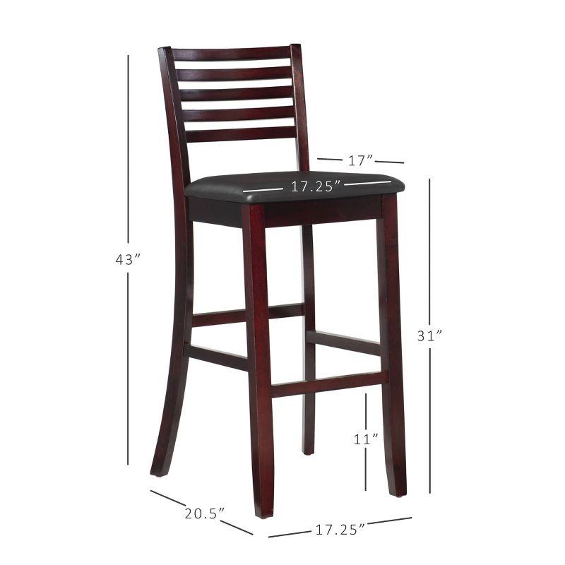 30" Torino Padded Seat Ladder Back Barstool Upholstered Seat - Espresso Wood - Linon