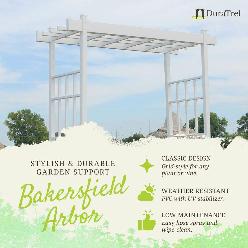 White Vinyl Grid-Style Outdoor Garden Arbor with Anchors