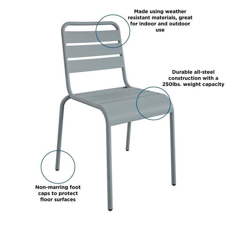 June Powder Coated Steel Outdoor Stacking Dining Side Chair