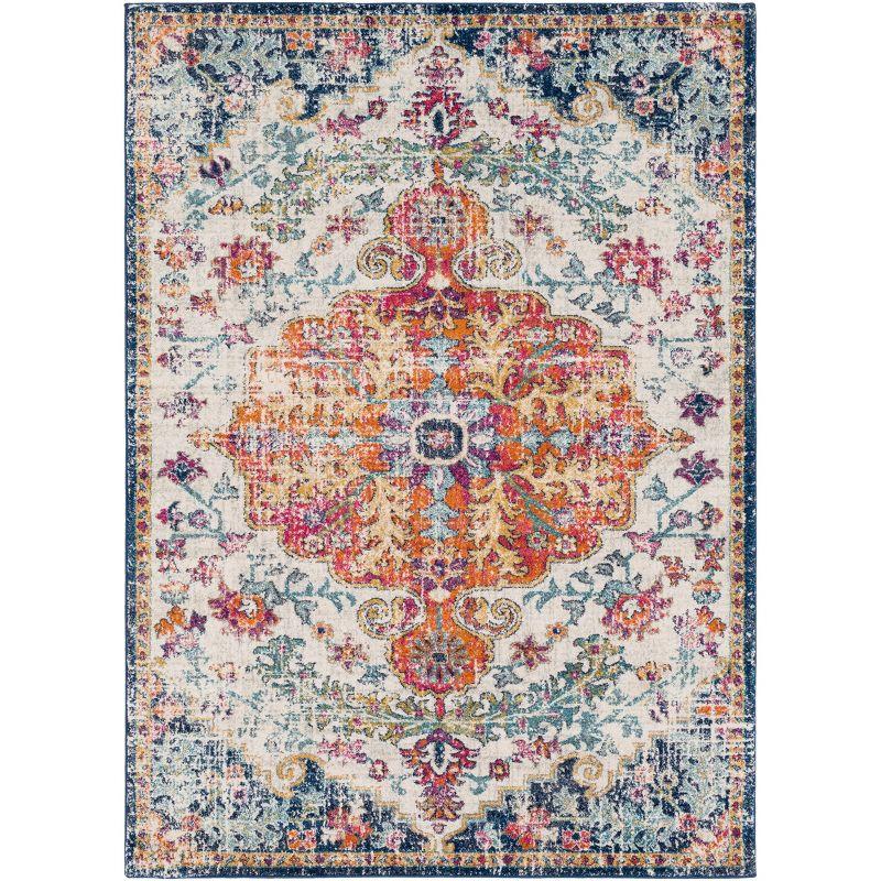Livabliss 5'3"x7'3" Abby Traditional Rugs Aqua: Medium Pile, Stain & Fade-Resistant, Indoor Use