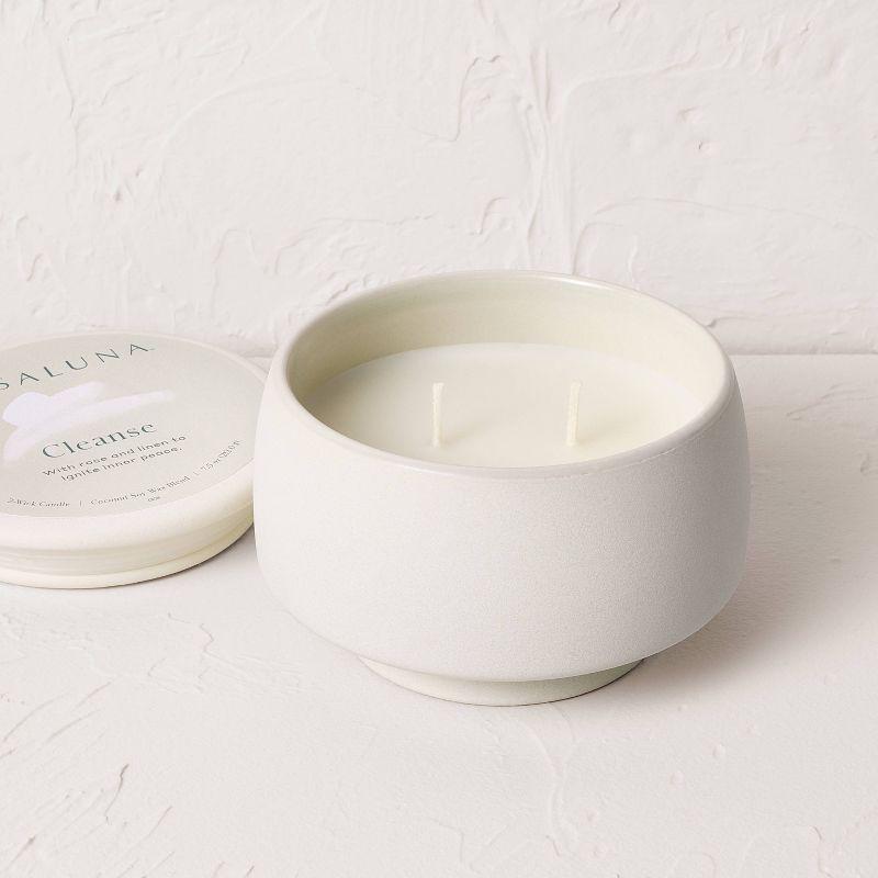 2-Wick Ceramic Jar Candle with Lid Cleanse 7.5oz - Casaluna™