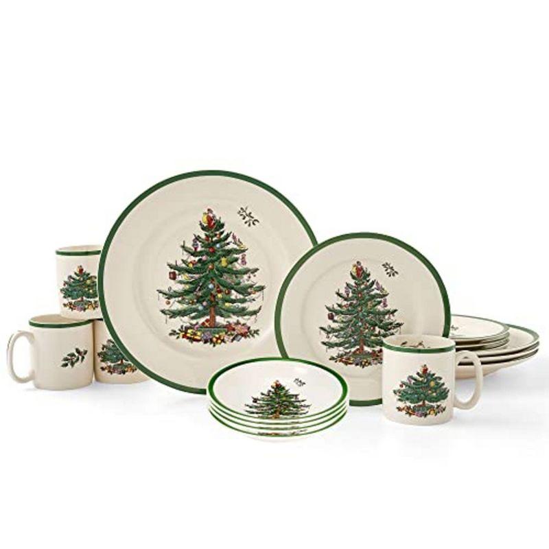 Spode Christmas Tree 16-Piece Porcelain Holiday Dinnerware Set