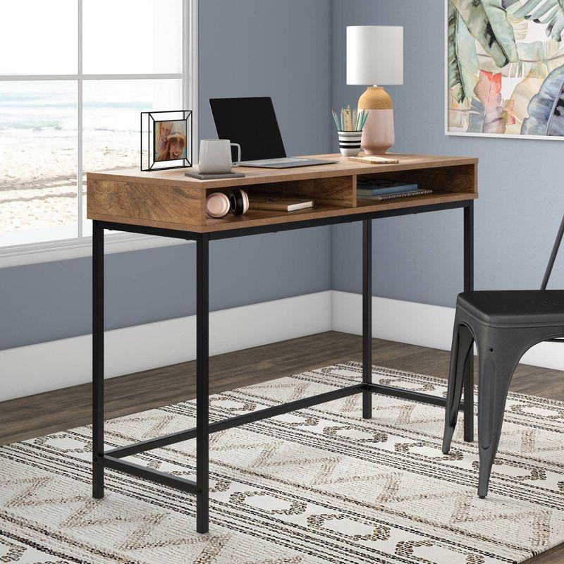 Sindoori Mango and Black Wood Writing Desk with Storage