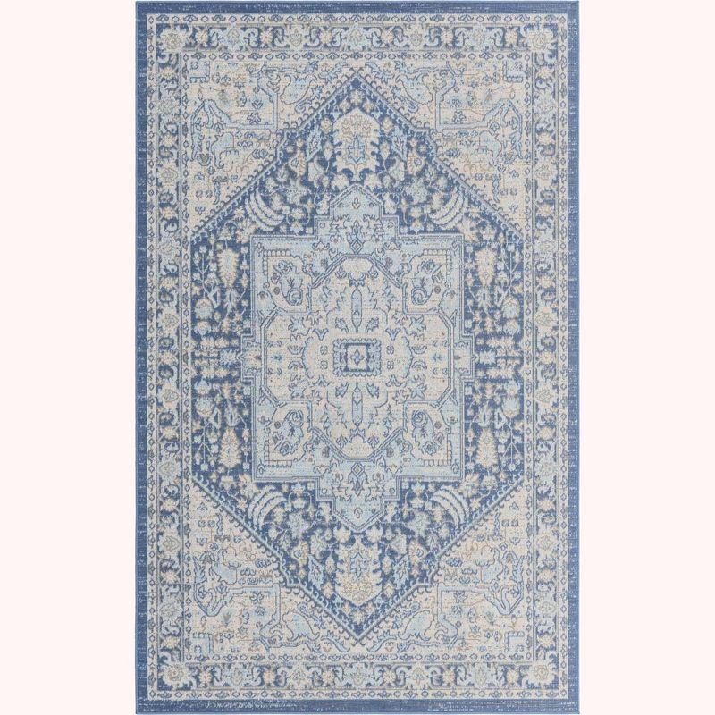 Unique Loom Whitney Collection Area Rug - Milano (5' 3" x 8' Rectangle French Blue/Ivory)