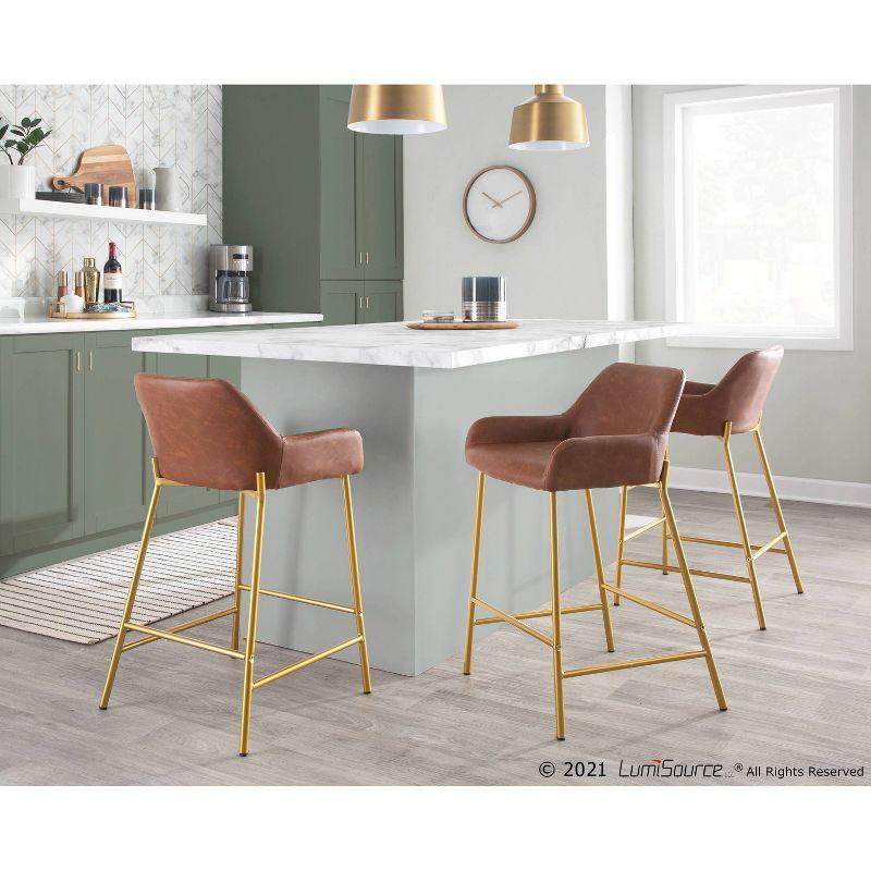 Cassiopeia Fixed-Height Faux Leather Bar & Counter Stool with Metal Legs