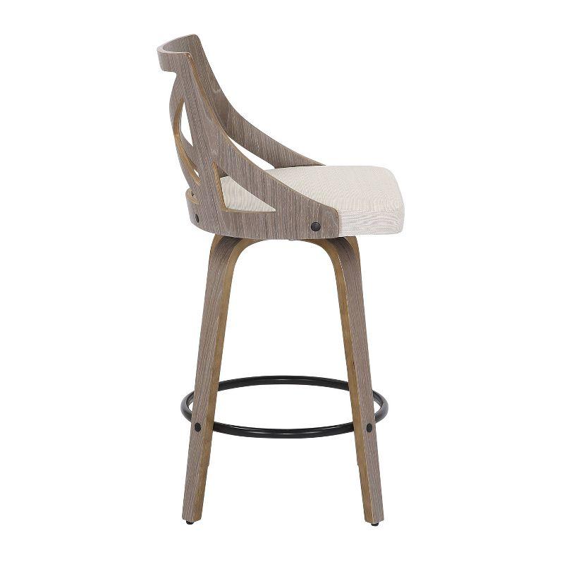 Set of 2 Charlotte Counter Height Barstools Light Gray/Gray - LumiSource: Upholstered Swivel Stools, Wood Legs
