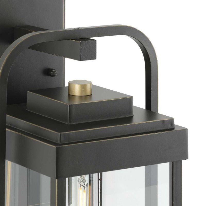 Progress Lighting, Walcott, 1-Light Outdoor Wall Lantern, Antique Bronze, Clear Glass Panels