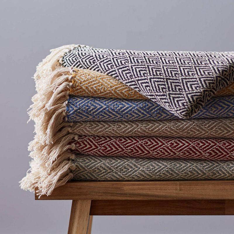 50"x60" Diamond Throw Blanket Stone Brown - Design Imports: Hypoallergenic, Midweight Cotton, Machine Washable