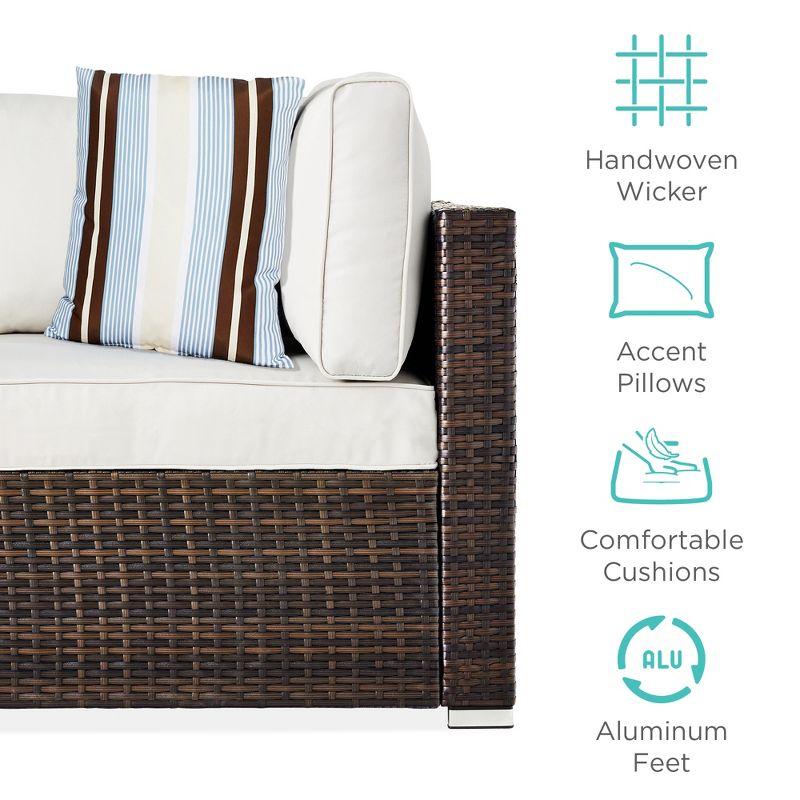 Best Choice Products 7-Piece Outdoor Modular Patio Conversation Furniture, Wicker Sectional Set - Brown/White Sand