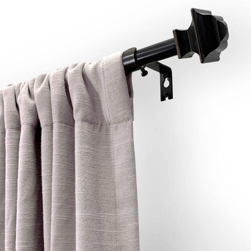 Lumi Oil Rubbed Bronze Adjustable Curtain Rod with Square Finials