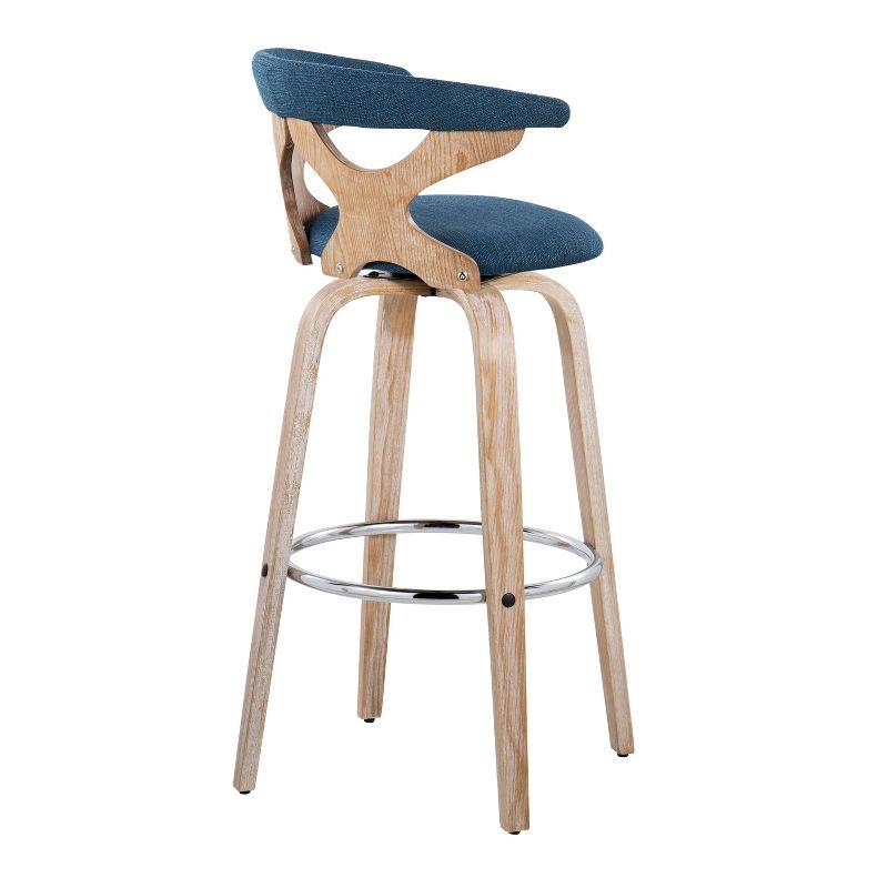 Set of 2 Gardenia Barstools White Wash/Blue - LumiSource: Upholstered Swivel Counter Height with Arms