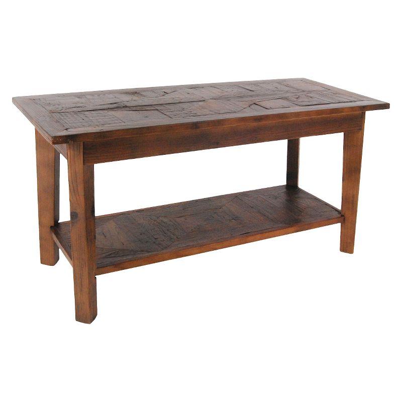 Alaterre Revive 36 in. Solid Wood Bench, 300lbs Weight Capacity, Entryway, Living Room, Storage Shelf, Rustic Industrial Home Decor, Natural