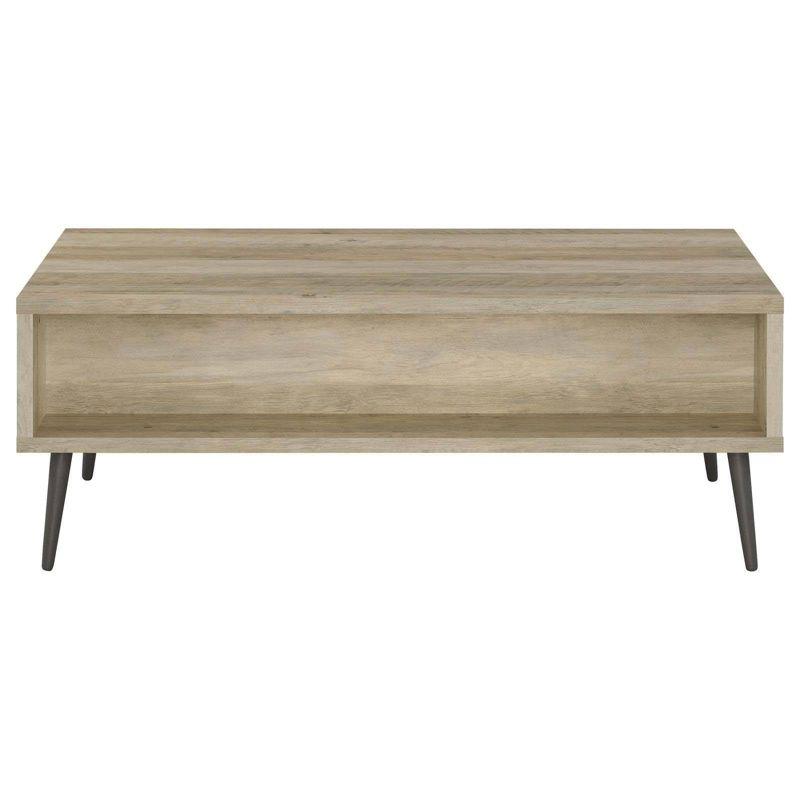 Coaster Welsh Mid Century Modern Wood Coffee Table with Drawer and Shelf Antique Pine/Gray