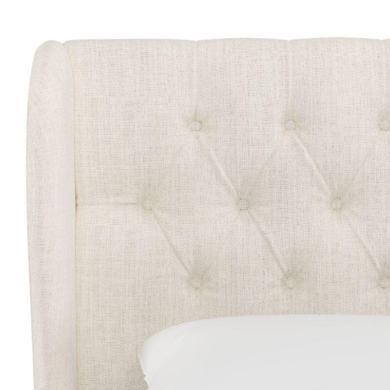 Skyline Furniture King Tufted Upholstered Wingback Bed Talc Linen