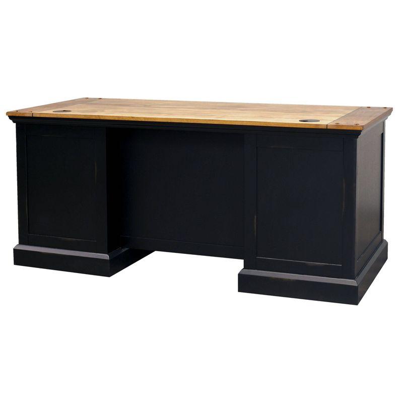 Martin Furniture Toulouse Double Pedestal Desk Honey/Black: Sturdy Wood Executive Office Furniture with Enclosed Storage