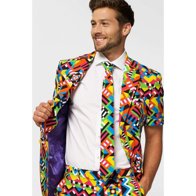 OppoSuits Men's Summer Suit - Festival Outfit - Slim Fit - Includes Short Sleeved Blazer, Shorts and Tie  - Size 44