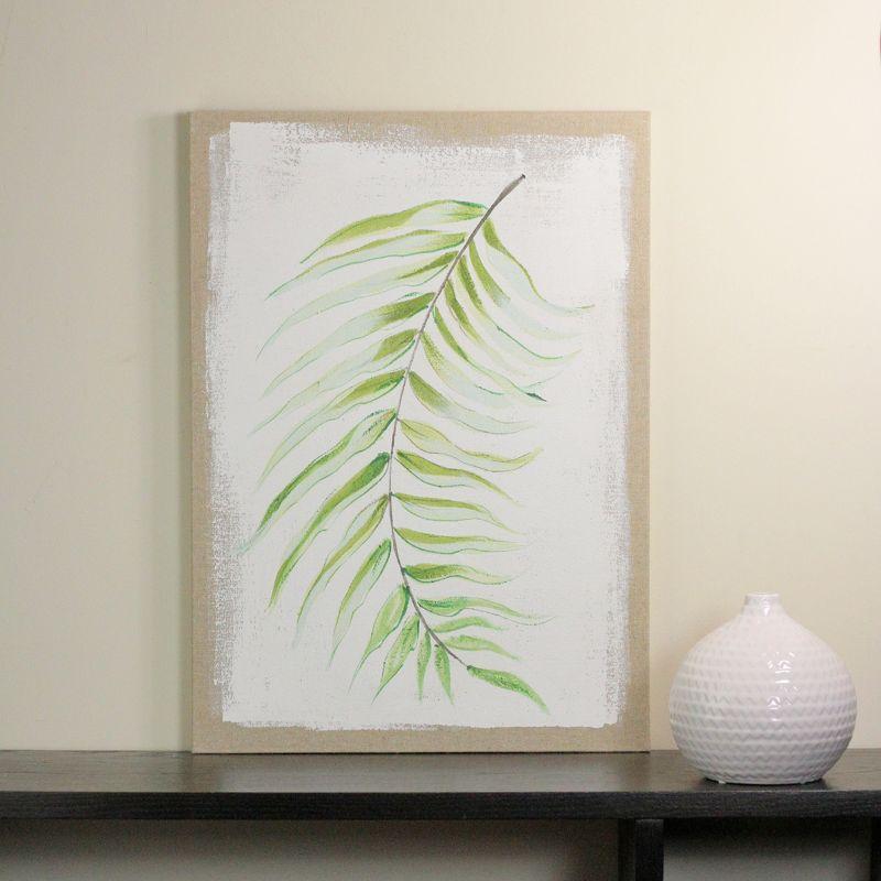 Raz Imports 28" x 20" Green and Ivory Fern Fronds Unframed Linen Canvas Wall Art