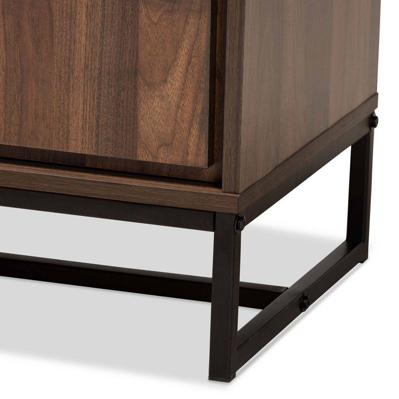 Neil Wood and Metal Dining Room Buffet Brown/Black - Baxton Studio: Modern Storage Console with Shelves