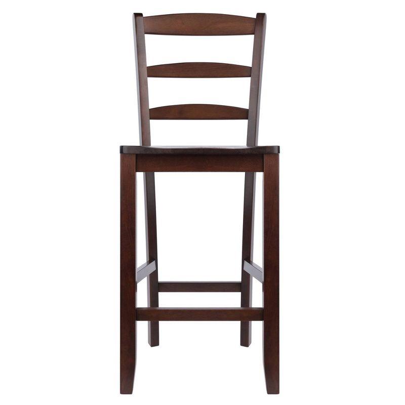 Set of 2 Ladder Back 24" Counter Height Barstool Hardwood/Walnut - Winsome: Solid Wood, Unupholstered, Antique Finish