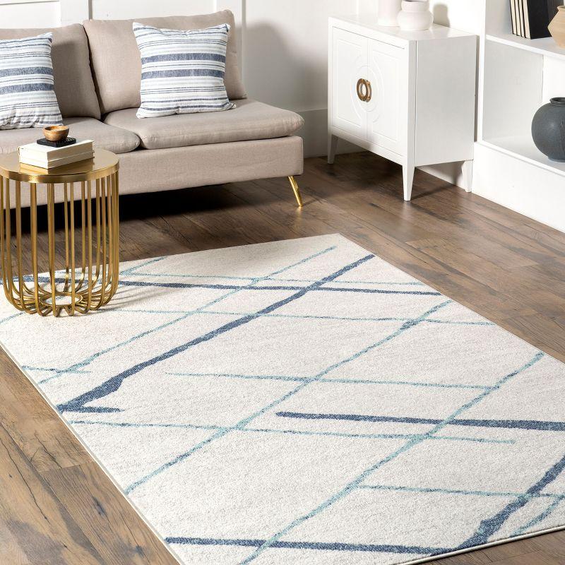 Nuloom 5x8 Thigpen Contemporary Indoor Area Rug, Light Blue, Abstract Lines, Non-Slip Backing, Stain Resistant, BedroomLiving Room, Kitchen,