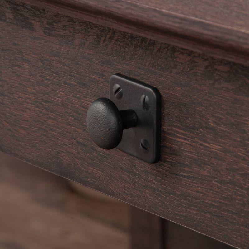 Rustic Coffee Oak Desk with Drawers and Filing Cabinet