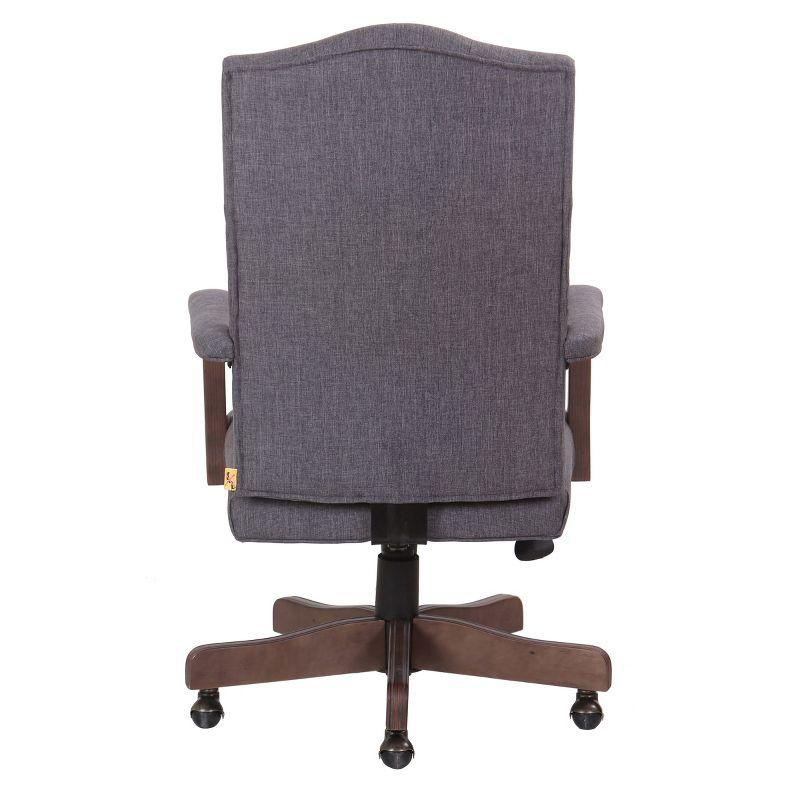 Slate Gray High Back Executive Swivel Chair with Wood Arms