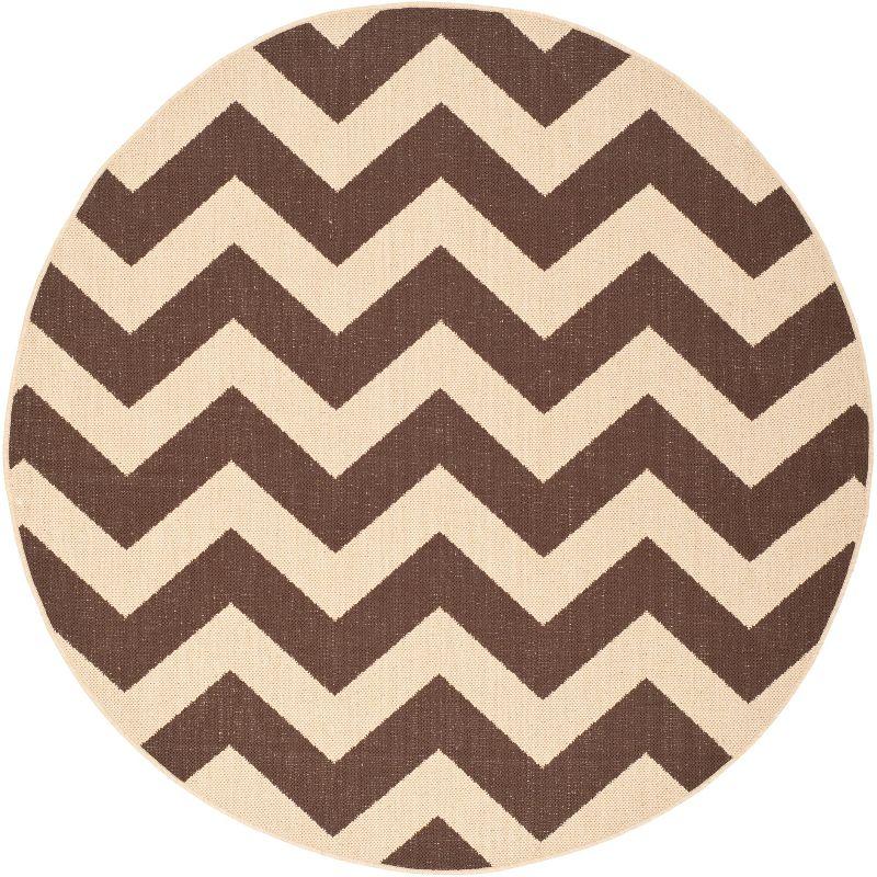 Courtyard Dark Brown Round Synthetic Easy Care Rug