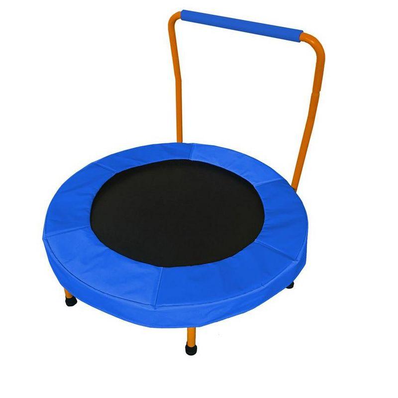 Kids' Blue Round Foldable Mini Trampoline with Handlebar