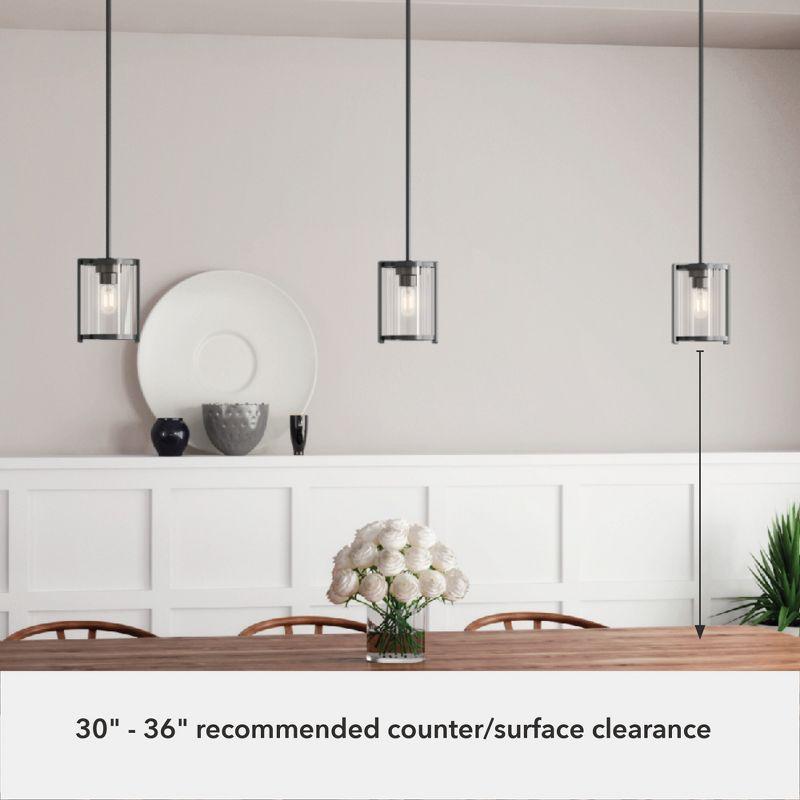 Astwood Clear Glass Mini Pendant Ceiling Light Fixture Matte Black - Hunter Fan: UL Listed, Adjustable Height