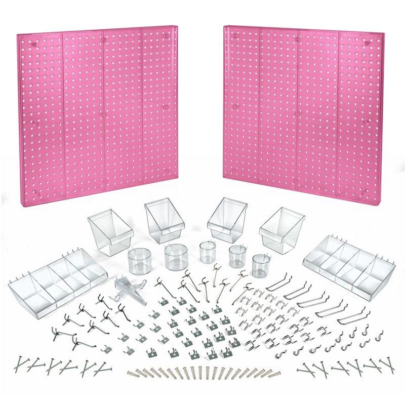 Azar Displays 900988-PNK 125-Piece Pegboard Organizer Kit (2 - 24"x24")
